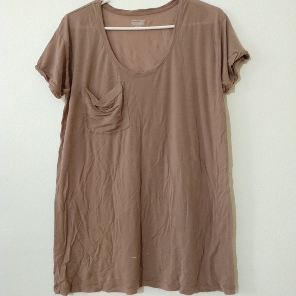 Victoria's Secret Small Tencel Lyocell Dark Beige Short Sleeve Blouse - Picture 7 of 8